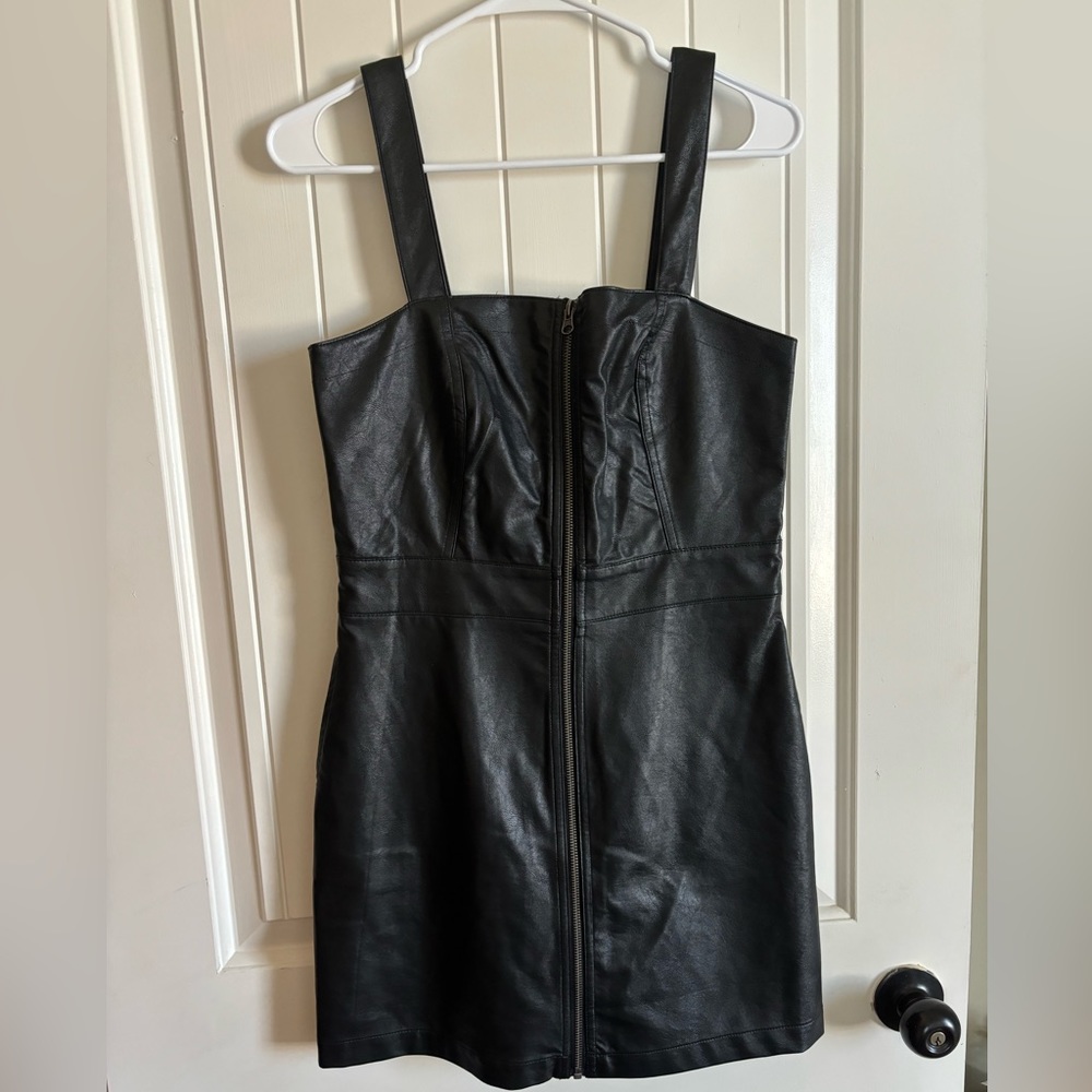 black leather dress, never worn, still with tags